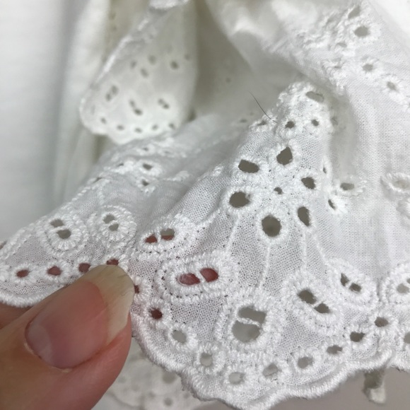 TOPSHOP White Eyelet Double Layer Sleeve Tee Shirt - Picture 11 of 15